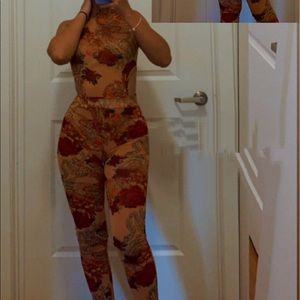 Slightly Mesh | Tan Jumpsuit